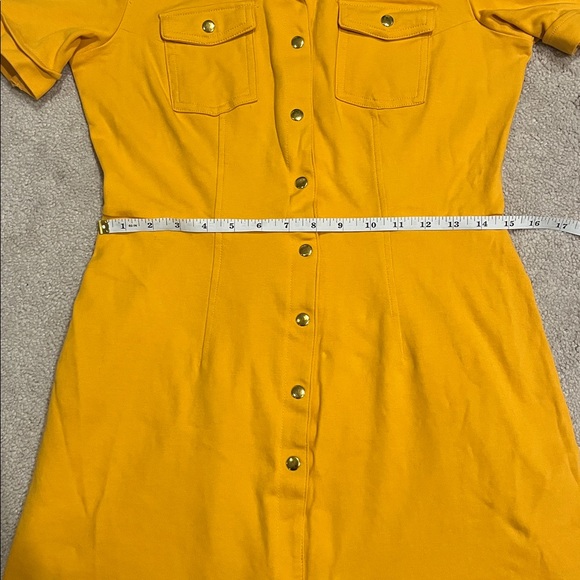 New York & Company Mustard Button-Up Mini Dress - Picture 5 of 6
